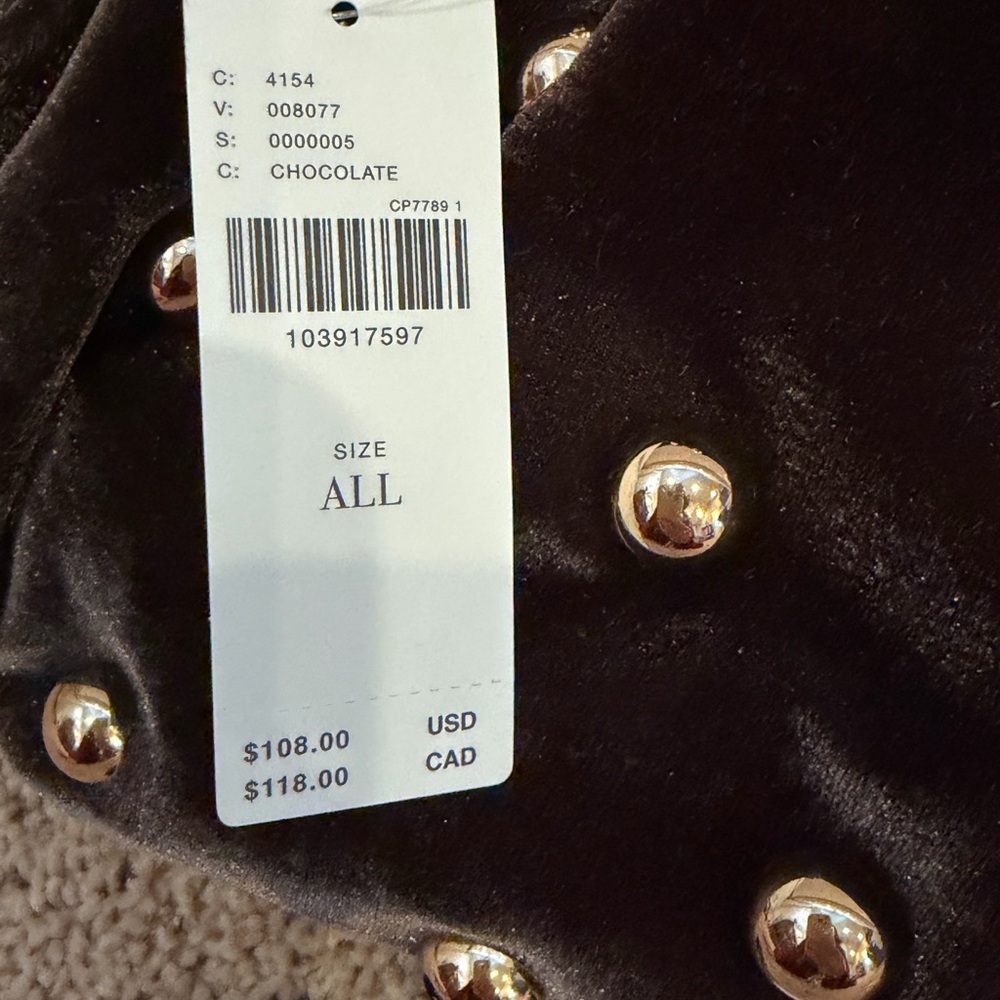 NWT new Anthropologie studded Velvet Clutch brown gold Gold crossbody purse bag - Picture 5 of 15